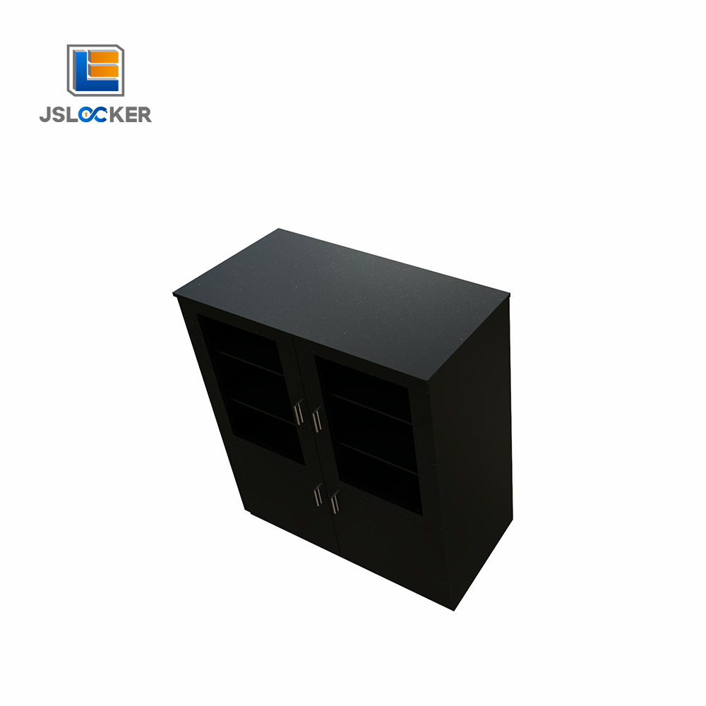 Black Steel Metal Filing Cabinets With Glass Doors