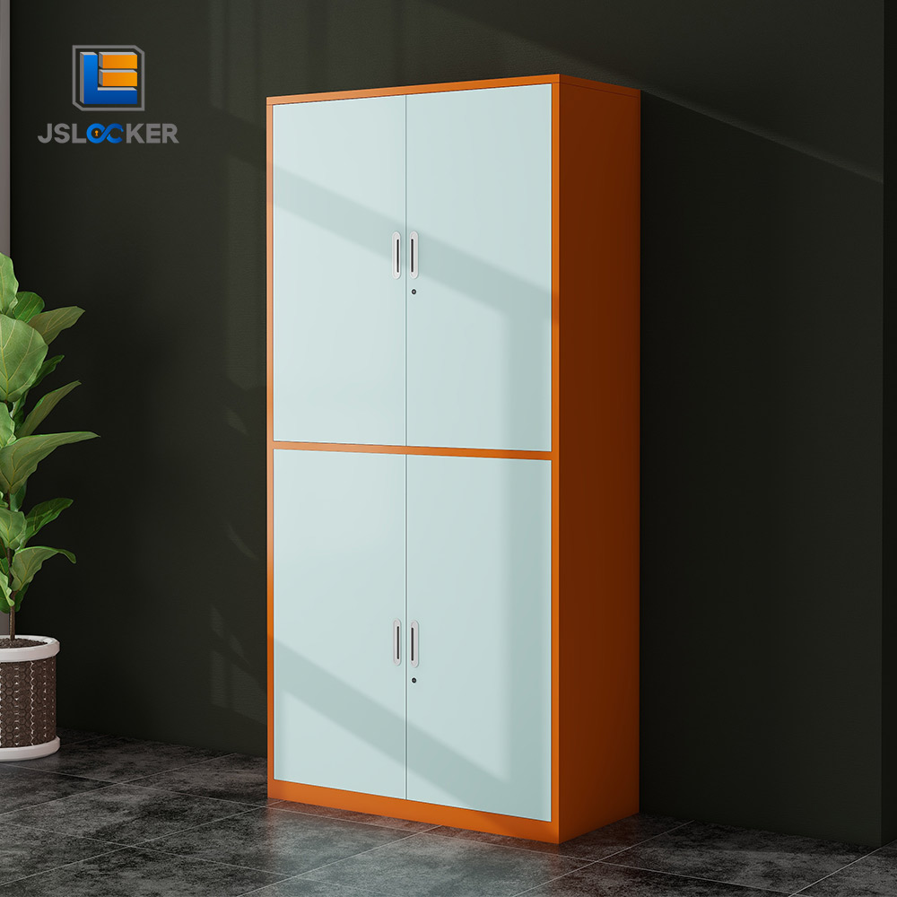 Armario de almacenamiento de metal con cerradura, puertas y estantes