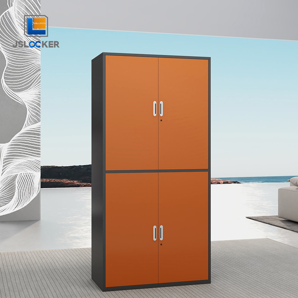 Armario de almacenamiento de metal con cerradura, puertas y estantes