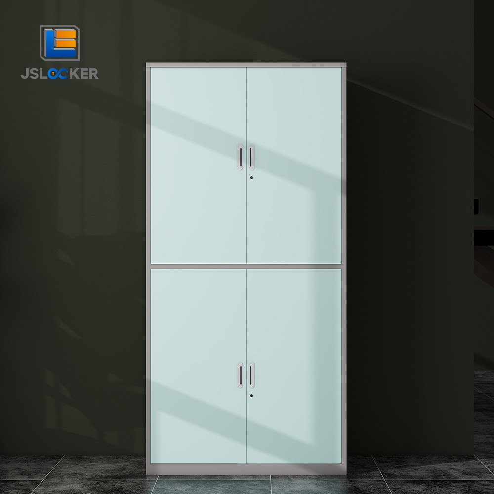Armario de almacenamiento de metal con cerradura, puertas y estantes