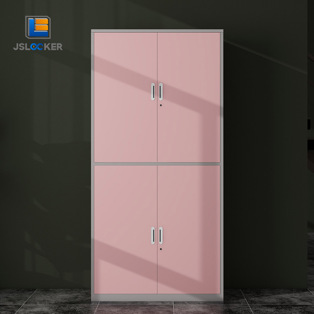 Armario de almacenamiento de metal con cerradura, puertas y estantes