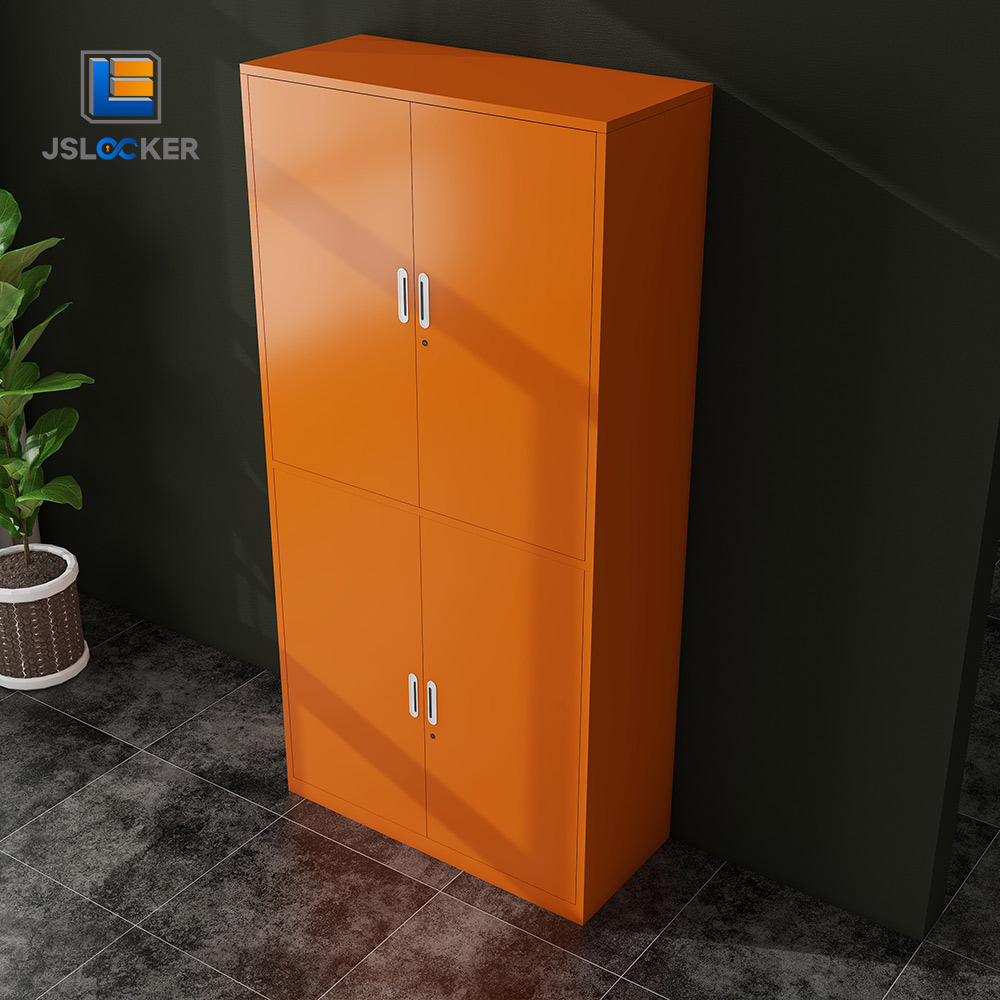 Armario de almacenamiento de metal con cerradura, puertas y estantes