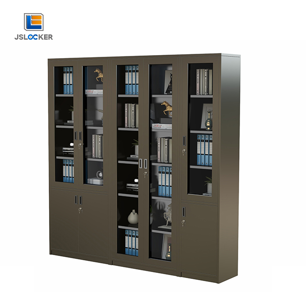 Archivador contemporáneo con cerradura y puerta de cristal