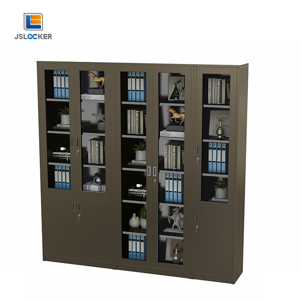 Archivador contemporáneo con cerradura y puerta de cristal