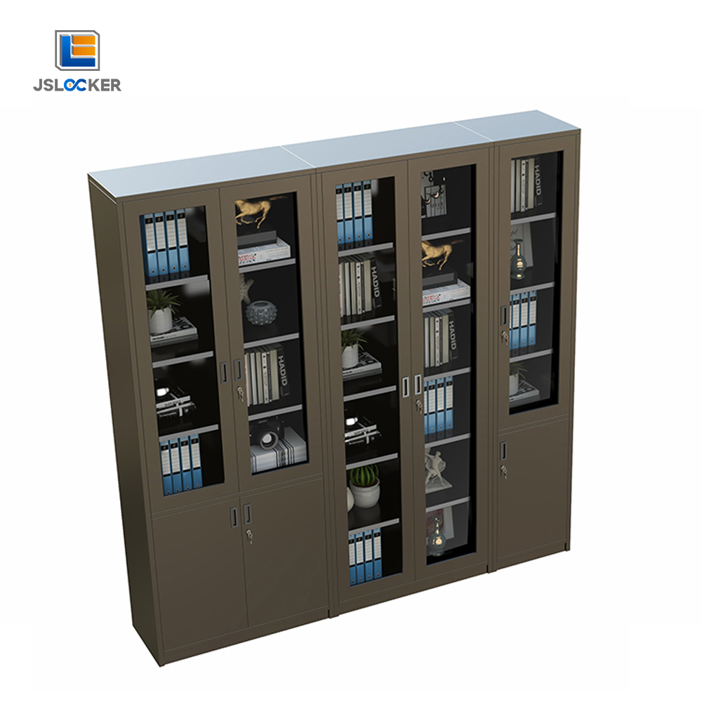 Archivador contemporáneo con cerradura y puerta de cristal