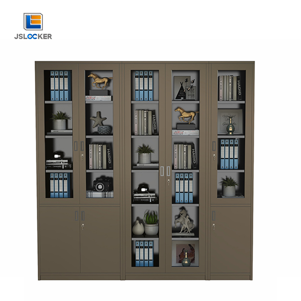Archivador contemporáneo con cerradura y puerta de cristal