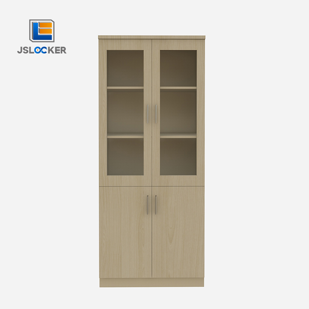 Tall steel filing cabinet with glass door