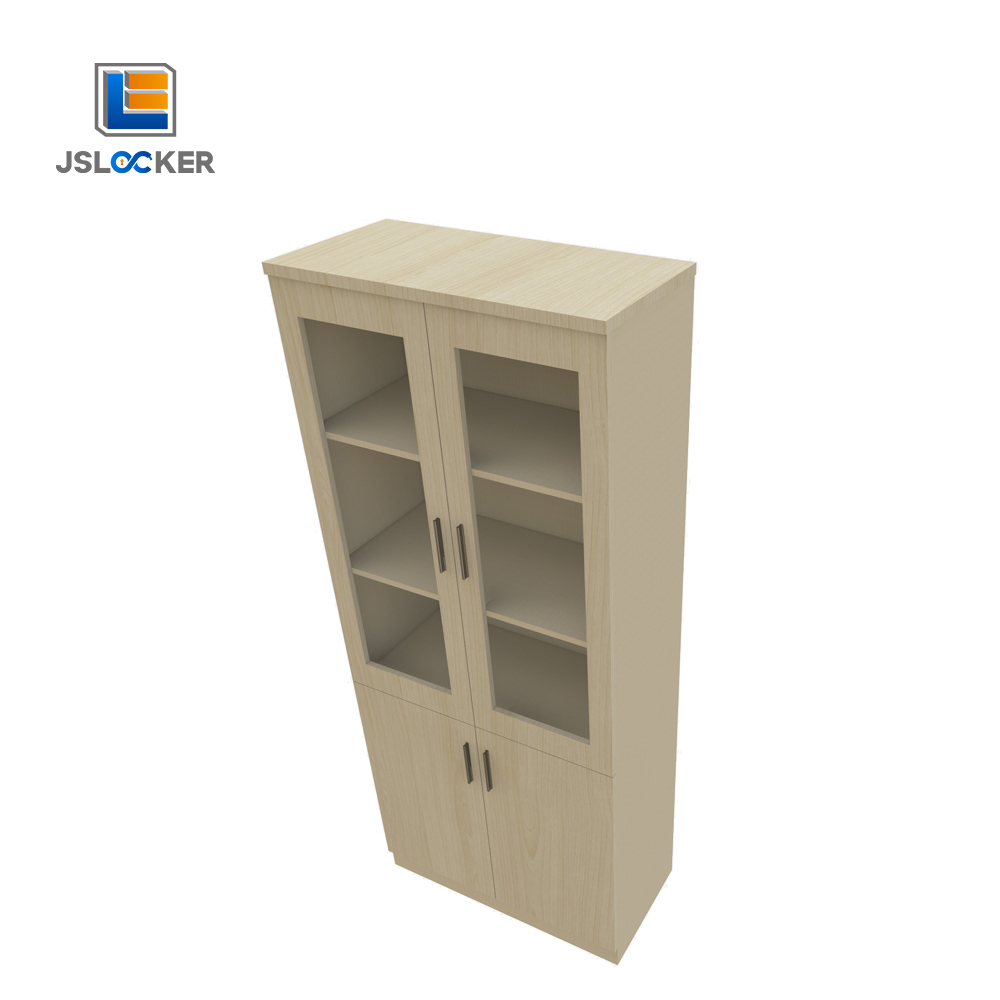Tall steel filing cabinet with glass door