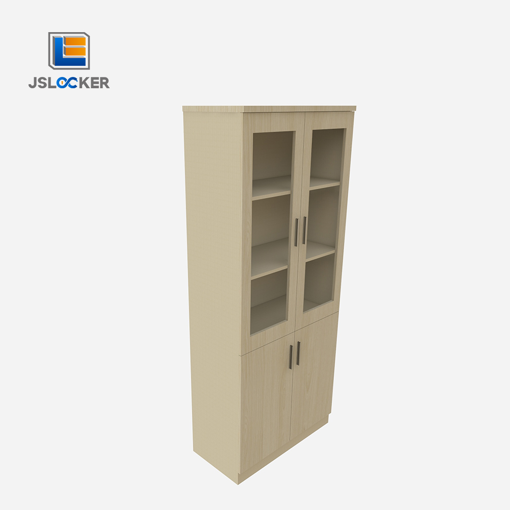 Tall steel filing cabinet with glass door