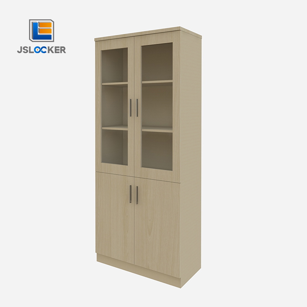 Tall steel filing cabinet with glass door