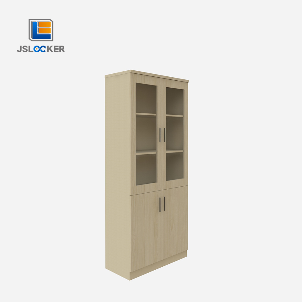 Tall steel filing cabinet with glass door