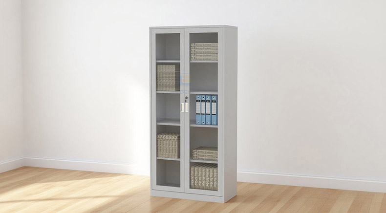 glass door steel cabinet