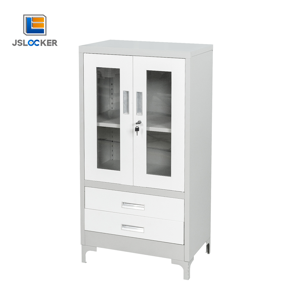 Locking 2 Drawer Glass door Filing Cabinet