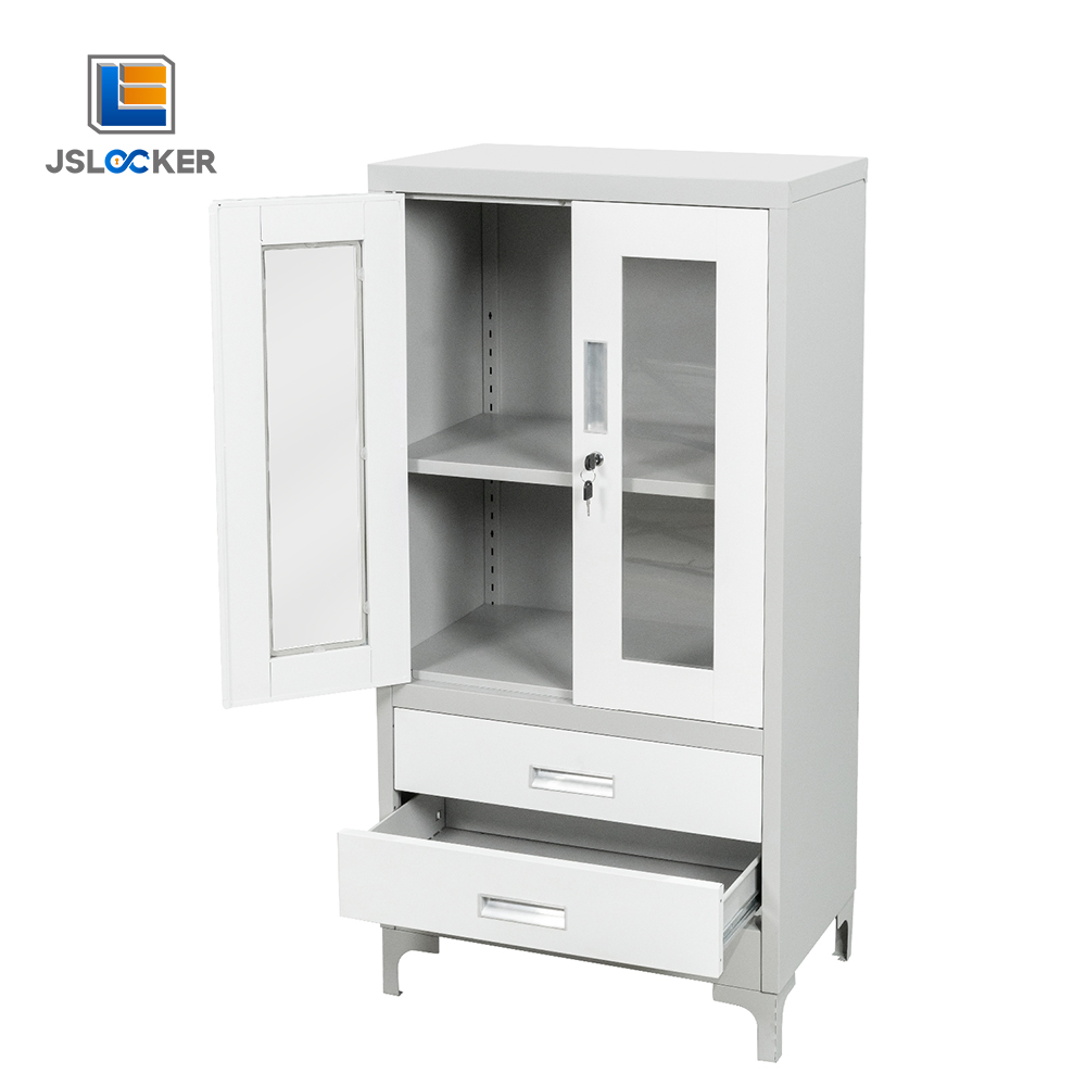 Locking 2 Drawer Glass door Filing Cabinet