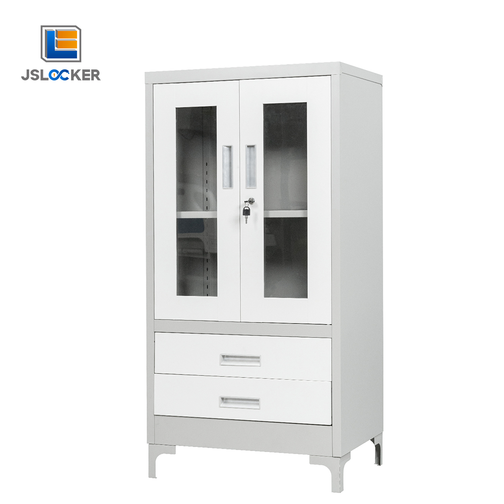 Locking 2 Drawer Glass door Filing Cabinet