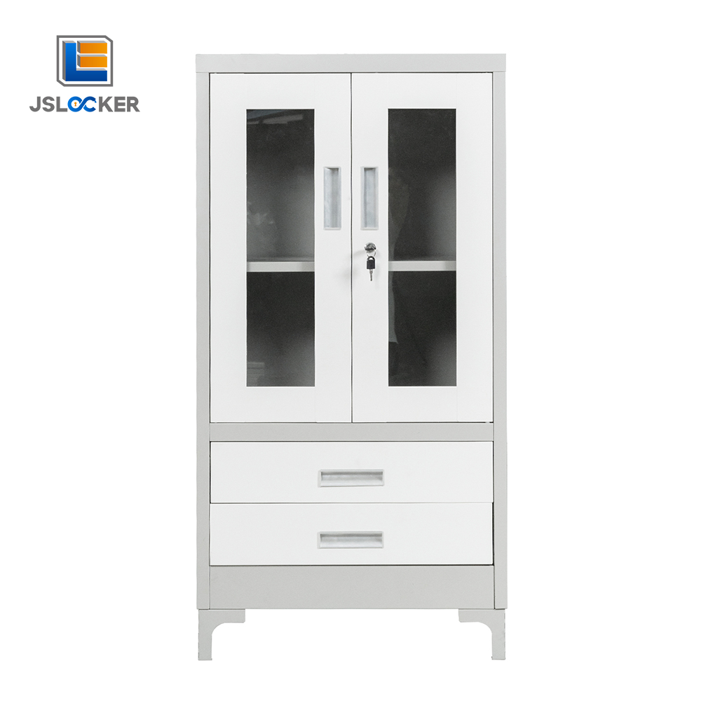 Locking 2 Drawer Glass door Filing Cabinet
