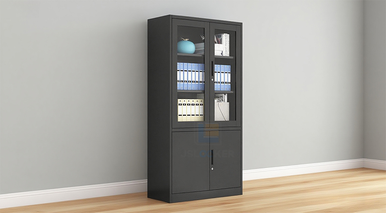 black glass filing cabinet