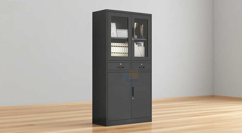 black glass filing cabinet