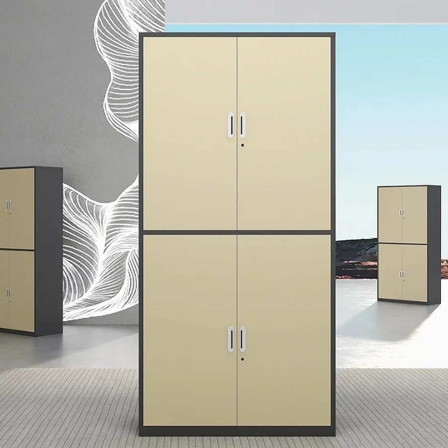Armario de almacenamiento de metal con cerradura, puertas y estantes