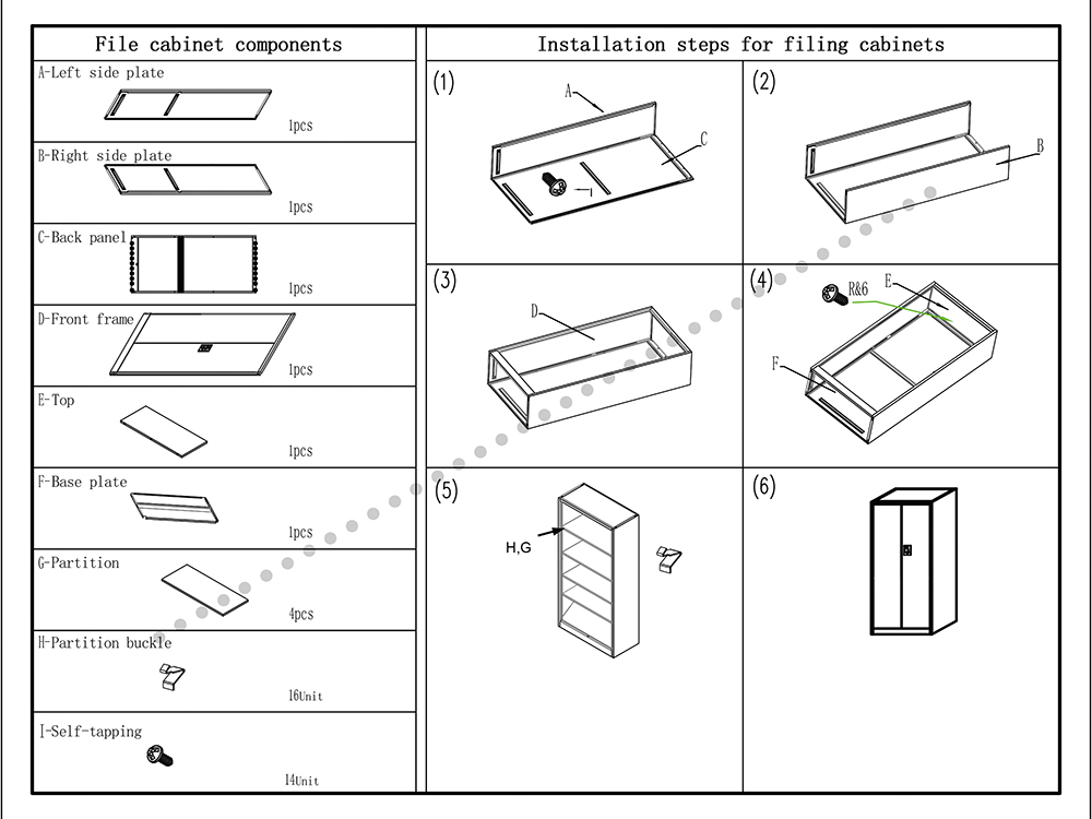 Filing Cabinet-Installation Steps