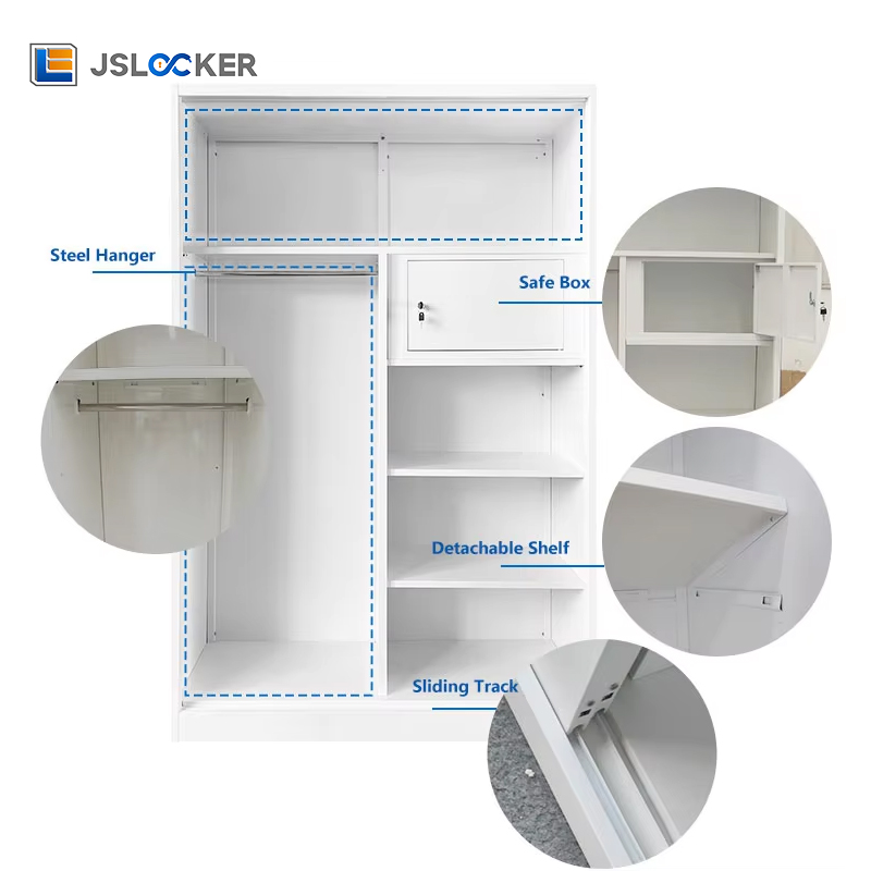 Jslocker Factory Supply Multi-purpose Steel Hanging Clothes Storage Metal Wardrobe Cabinet Closet