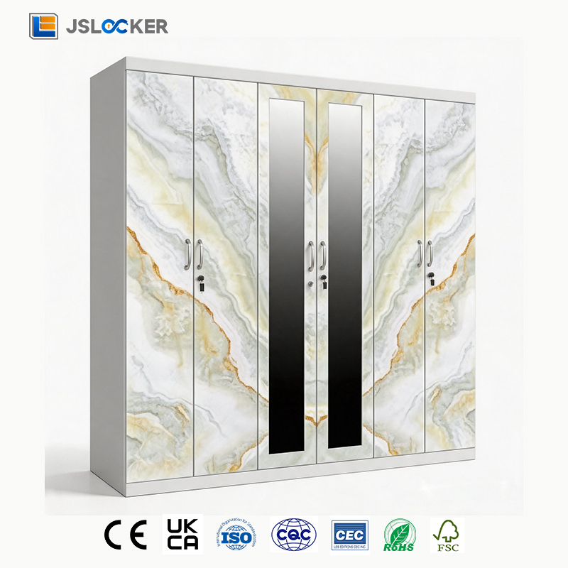 Armoire décorative en métal JSLOCKER avec finition motif marbre et grand espace de rangement