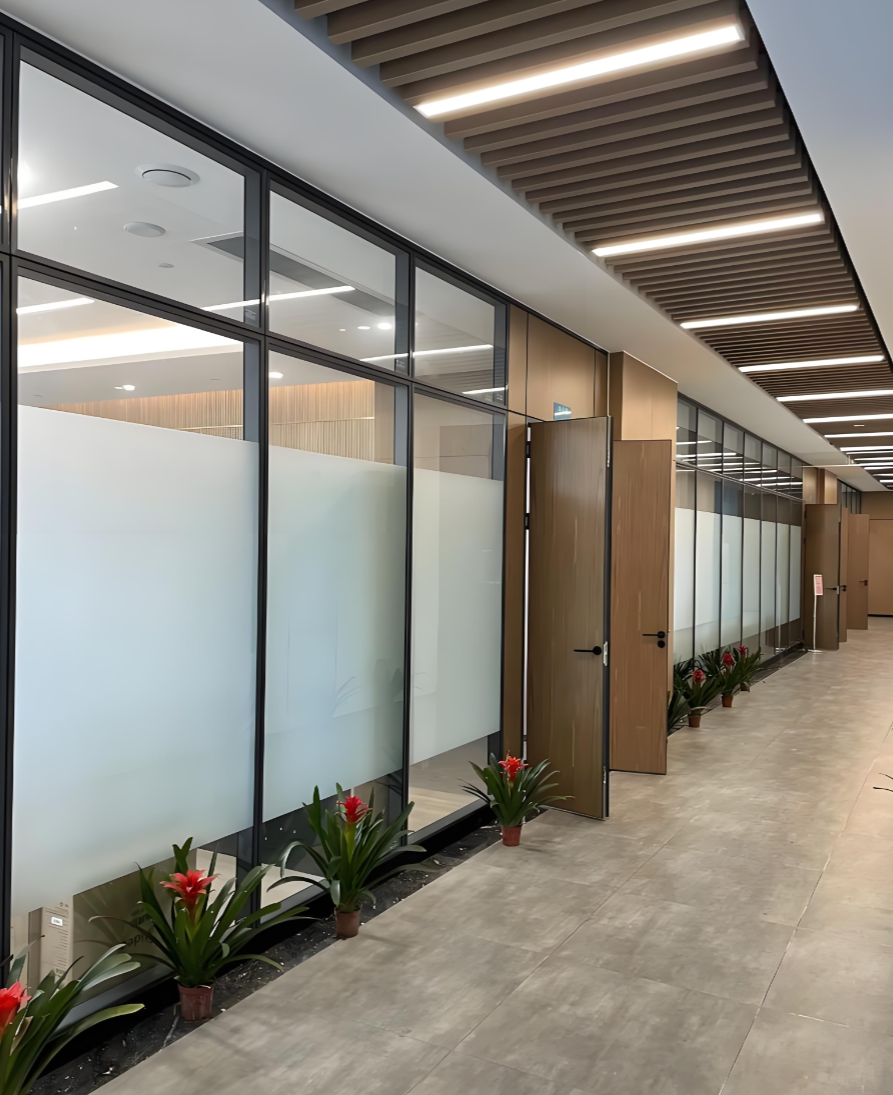 Frameless fire-resistant partitions