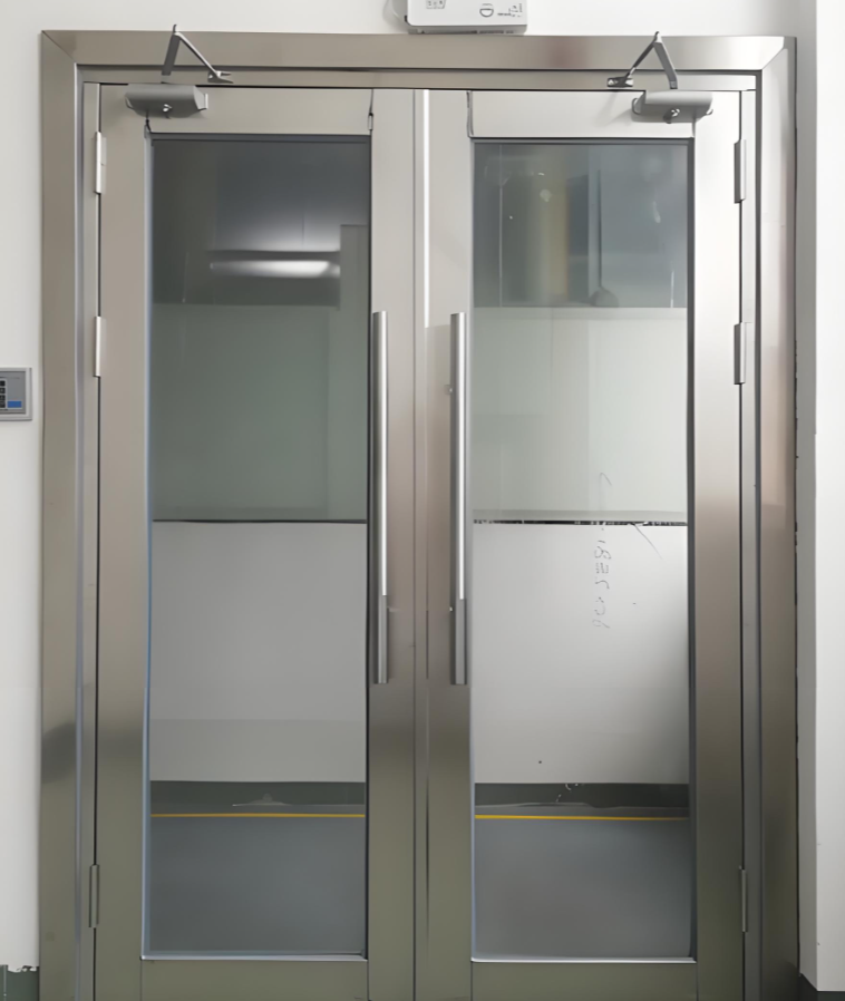 Double leaf fire glass doors