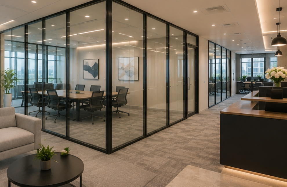 fire-rated glass partition systems for offices