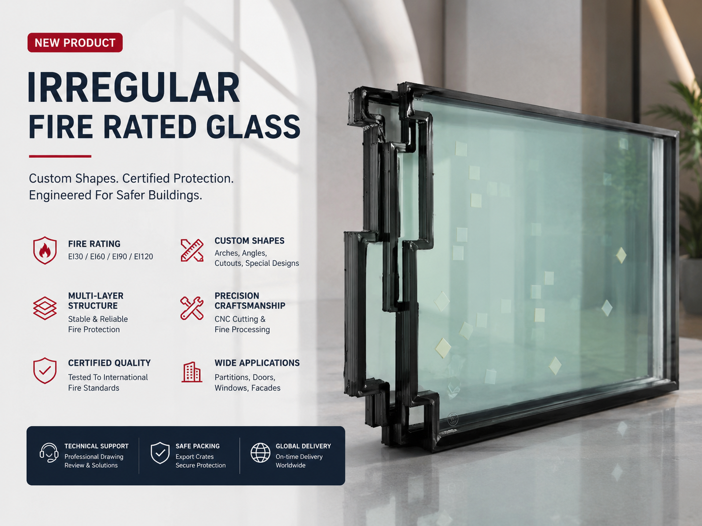 Custom Shaped Fire Resistant Glass