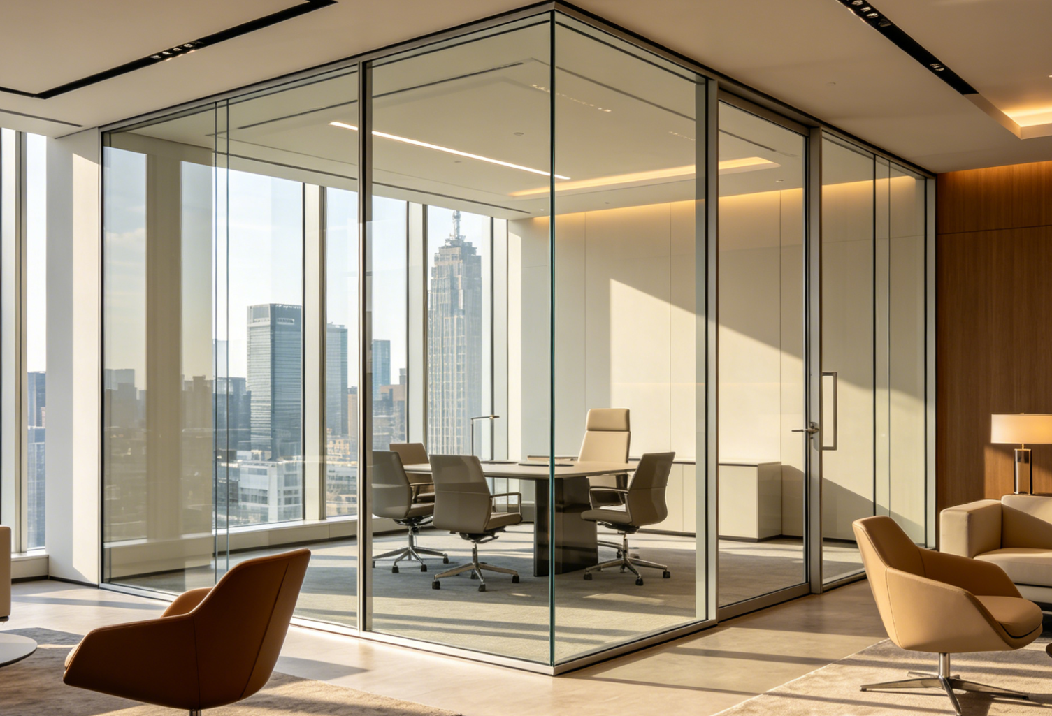 Custom EI60 fire rated glass wall high-rise office