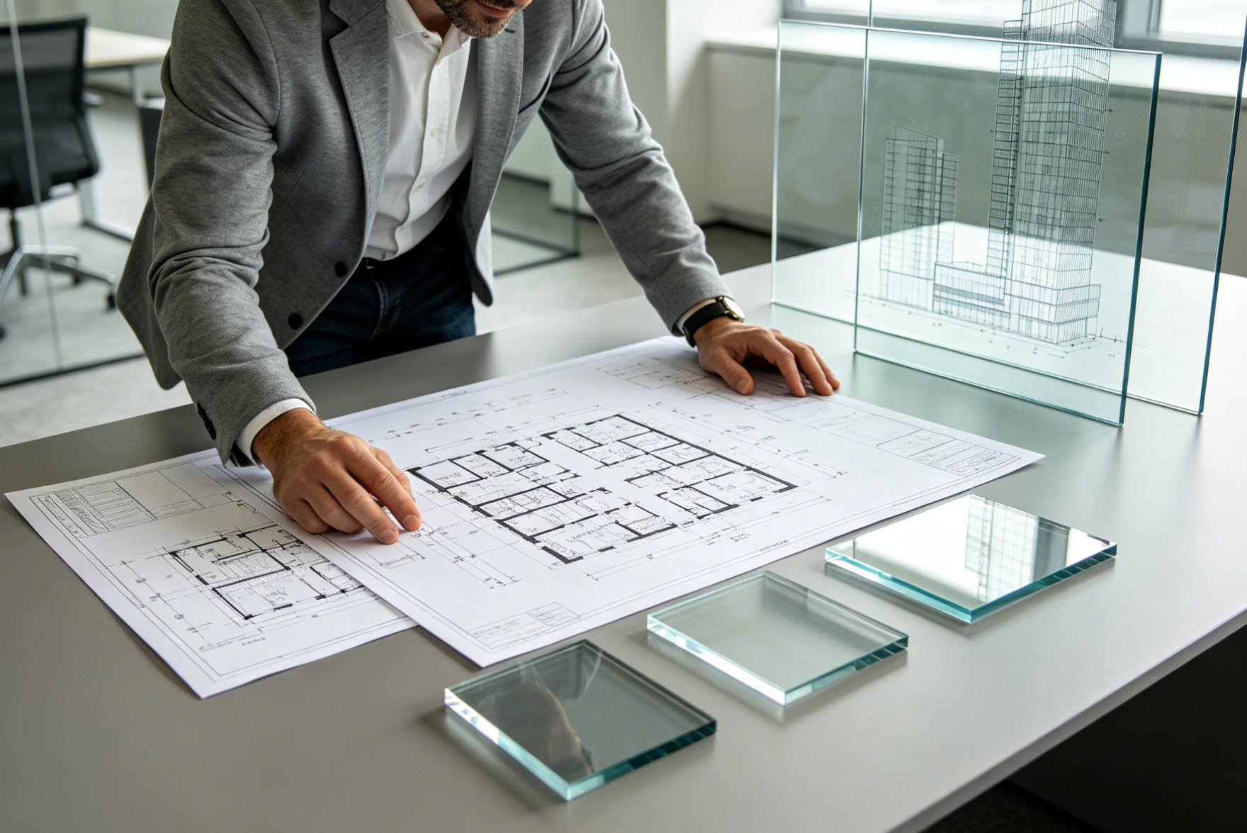 Custom EI60 fire rated glass wall high-rise office