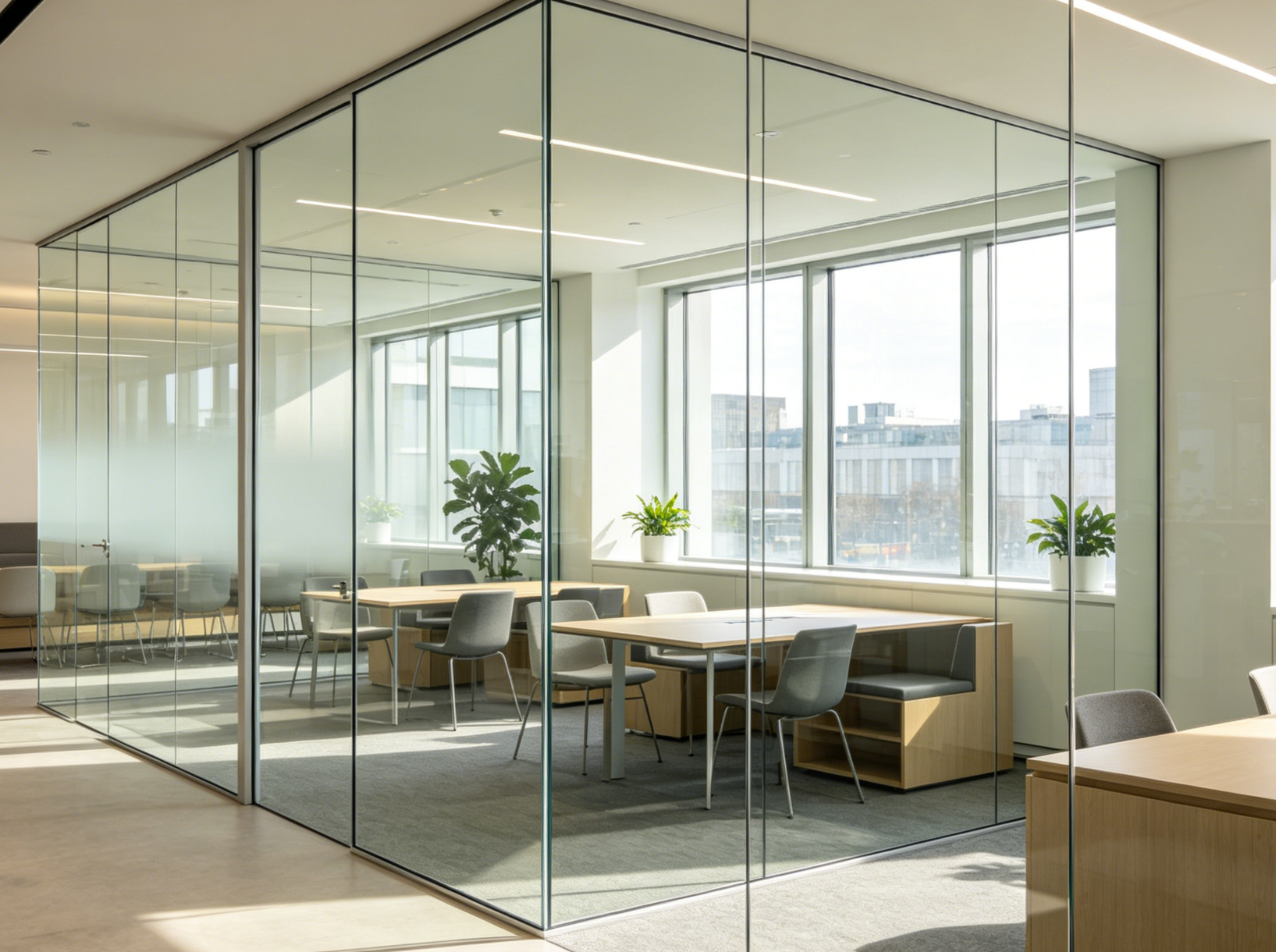 Frameless fire rated glass partitions co-working Frameless fire rated glass partitions co-working