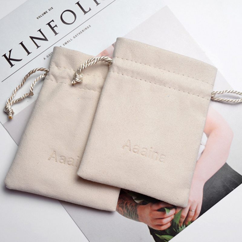 microfiber velvet drawstring suede bag for necklace