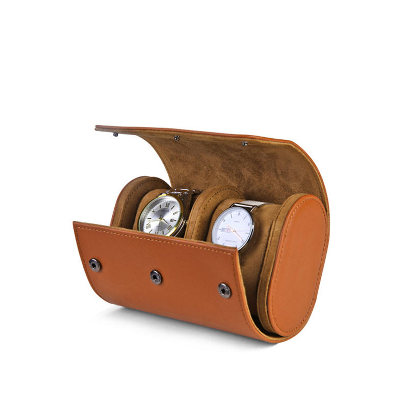 black custom leather watch package for wristwatch