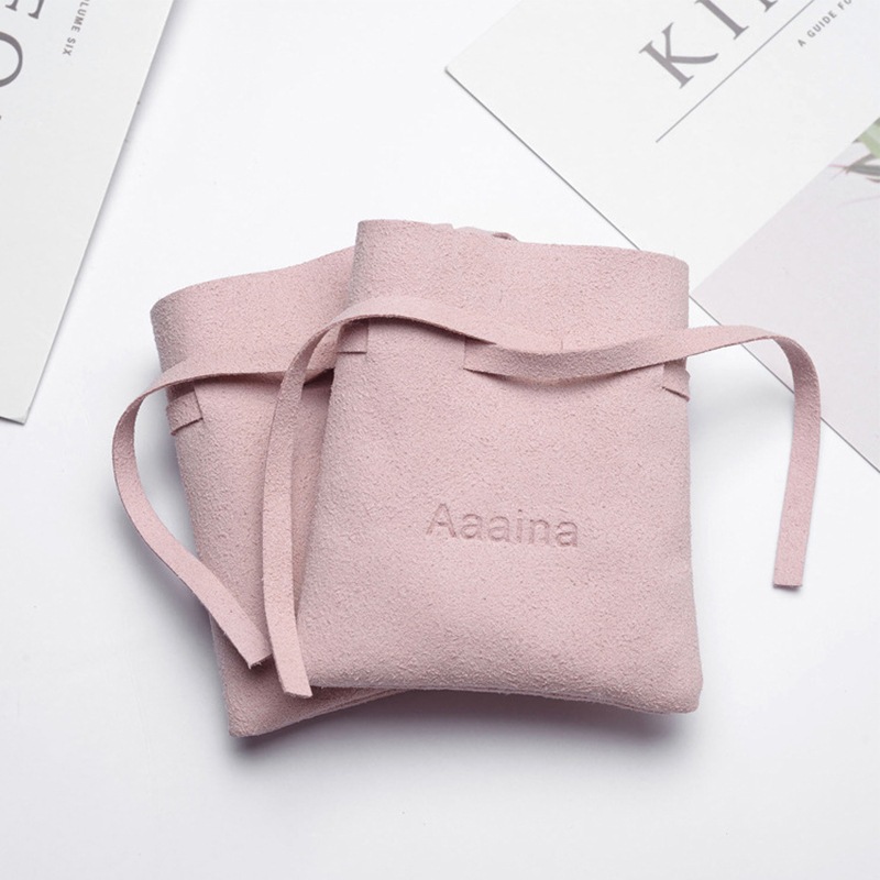 custom stylish pink grey microfiber velvet flap pouch