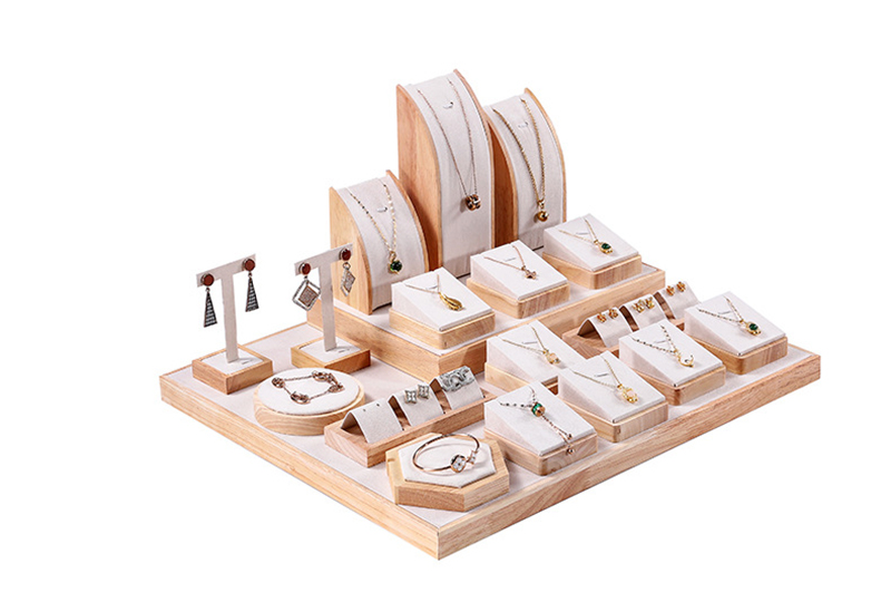 microfiber and wooden display set