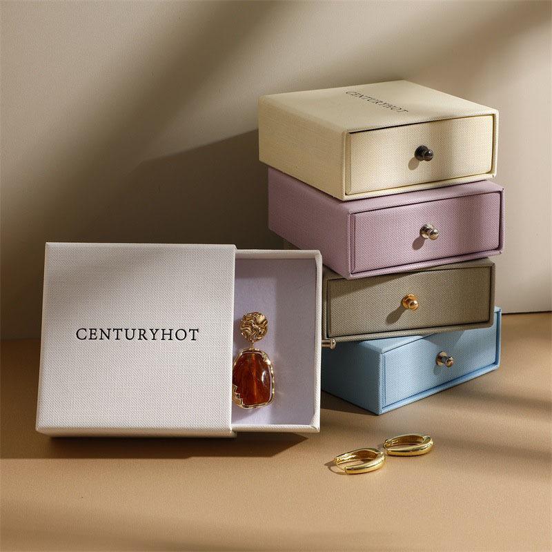 elegant drawer box with handle hot stamping logo