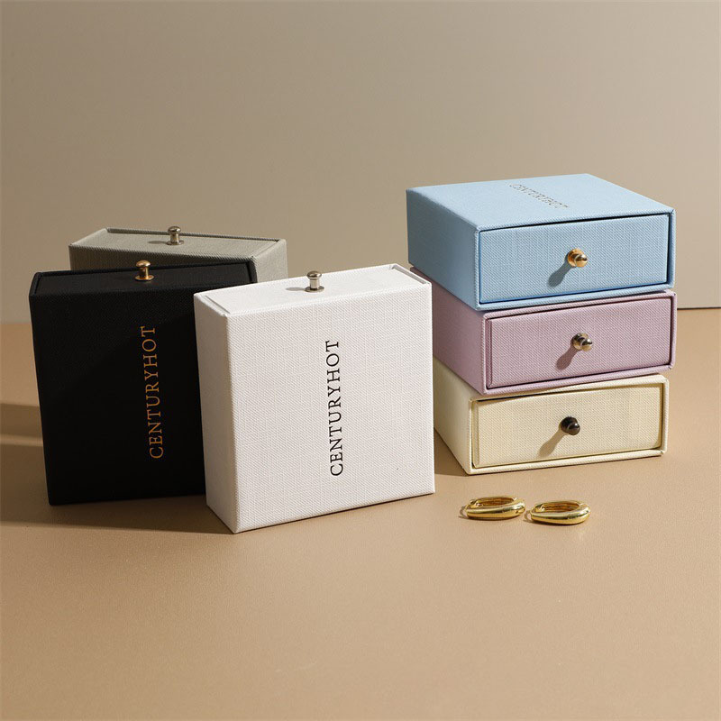 elegant drawer box with handle hot stamping logo