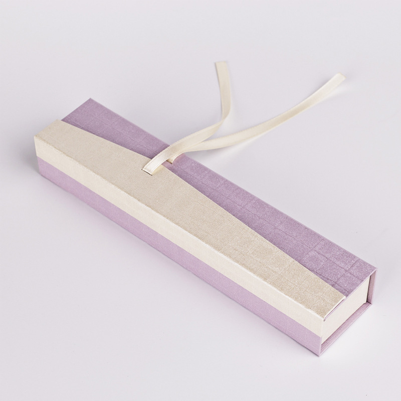 slight purpule jewelry packaging paper box with ribbon