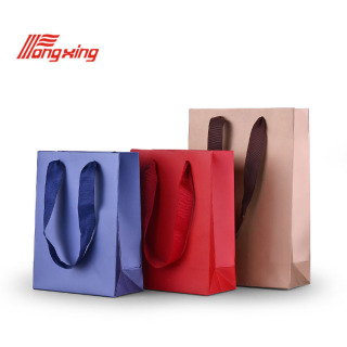 simple design high quality jewelry paper bag with ribbon