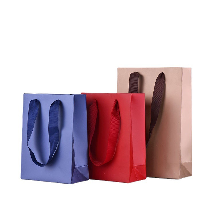 simple design high quality jewelry paper bag with ribbon