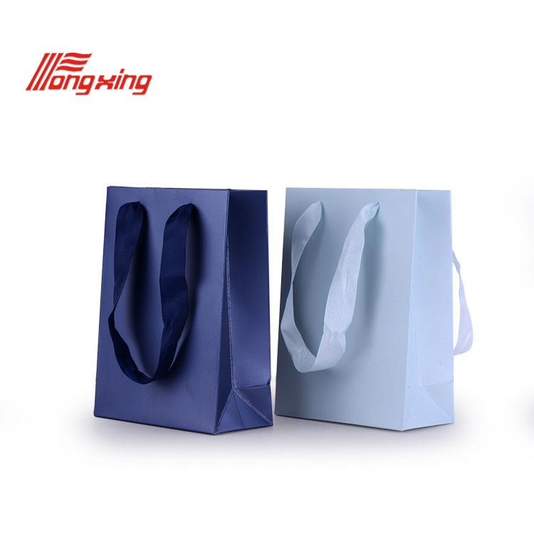 simple design high quality jewelry paper bag with ribbon