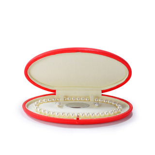 oval premium leather pearl necklace case