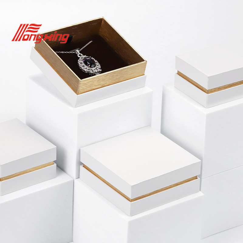 white and gold special paper jewelry earring box