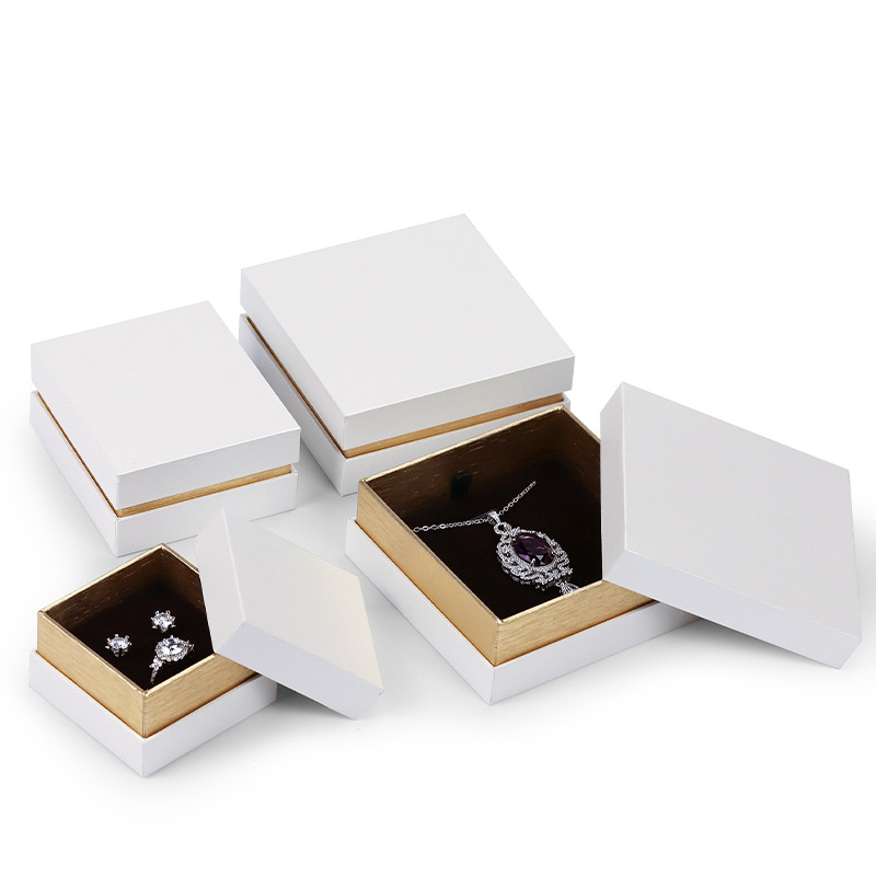 white and gold special paper jewelry earring box