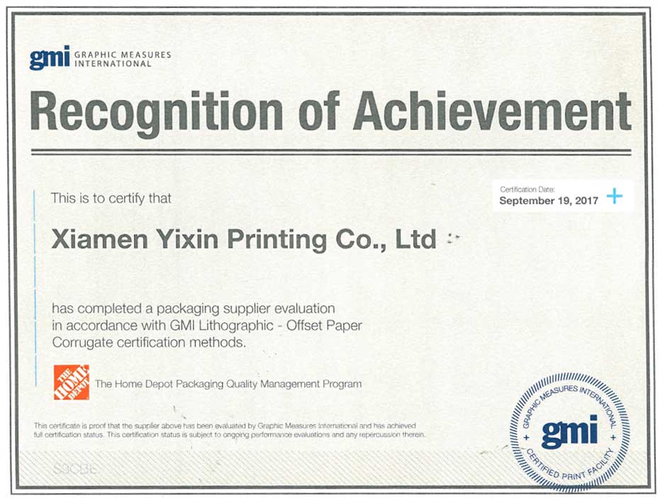 GMI Certificate GMI Certificate