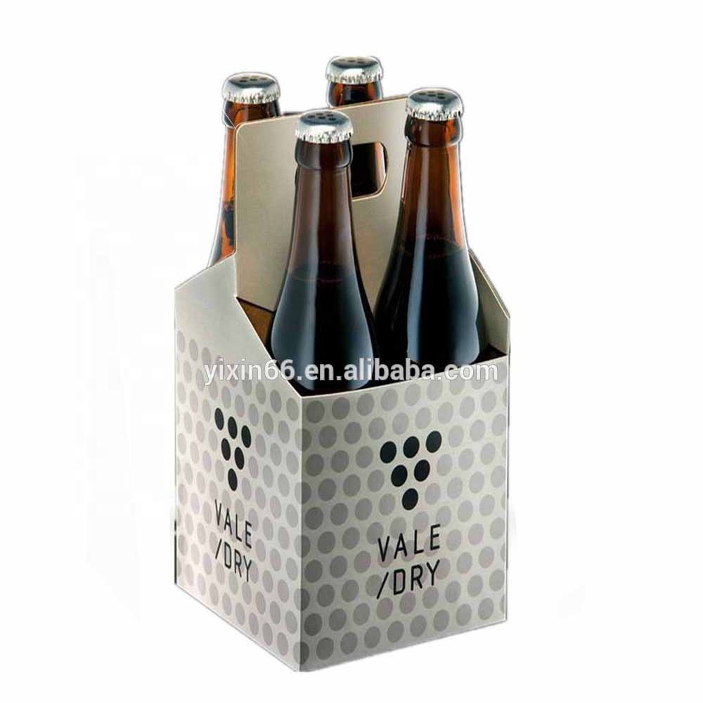 Customized cardboard 4 pack bottle beer carriers drink bottle holder wine boxes