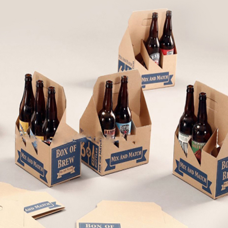 Customized cardboard 4 pack bottle beer carriers drink bottle holder wine boxes
