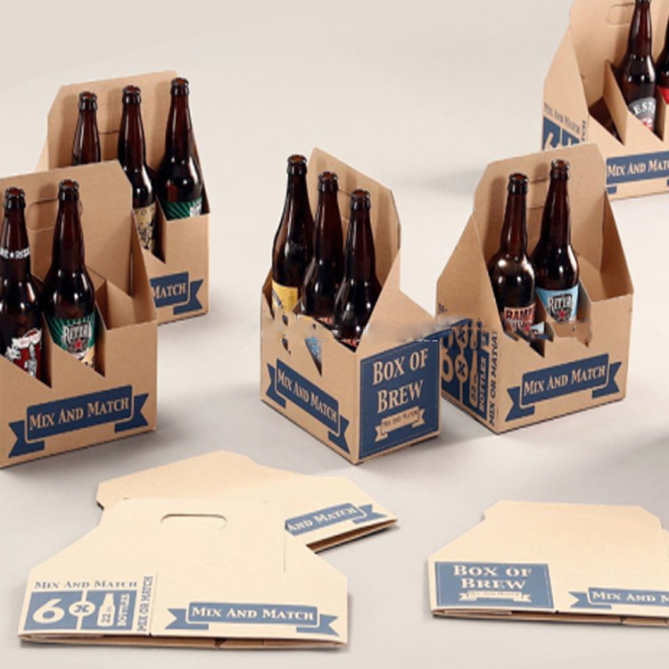 Hot Selling Custom Paper Packaging Boxes Newly Popular Folded Cardboard Design for 6 Bottles Beer Carrier Cheap Custom Accepted